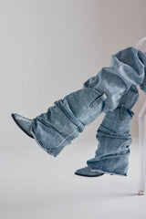 AZALEA WANG HAWSTON DENIM WESTERN FOLD-OVER BOOT