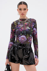 ANOTHER ROSE LONG SLEEVE MESH TOP