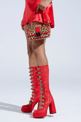 AZALEA WANG MARRIGOLD BOOT IN RED LACE