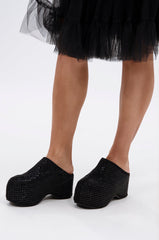 AZALEA WANG ROMESCO BLING FLATFORM CLOG IN BLACK