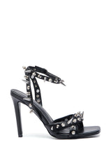 AZALEA WANG VASKO BLACK SPIKE EMBELLISHED SANDAL