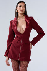 BUSINESS CASUAL BLAZER DRESS IN BURGUNDY