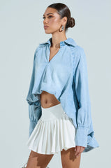 AMELIA DENIM HI LOW BLOUSE