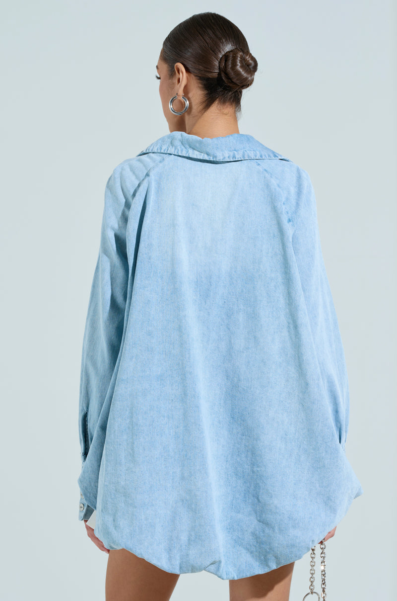 AMELIA DENIM HI LOW BLOUSE