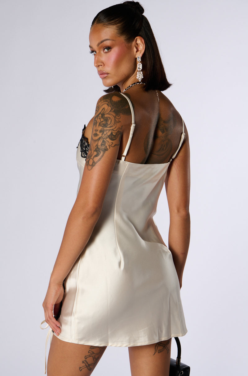 BONNIE SATIN AND LACE MINI DRESS