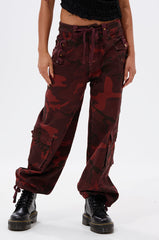 CANT SEE ME BURGUNDY CAMP CARGO JOGGER
