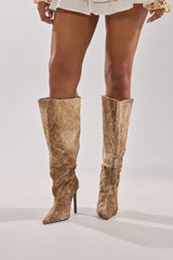 AZALEA WANG ANSEL BROWN COW HAIR STILETTO BOOT