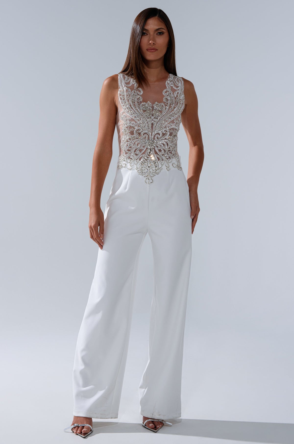 CECELIA RHINESTONE MESH JUMPSUIT