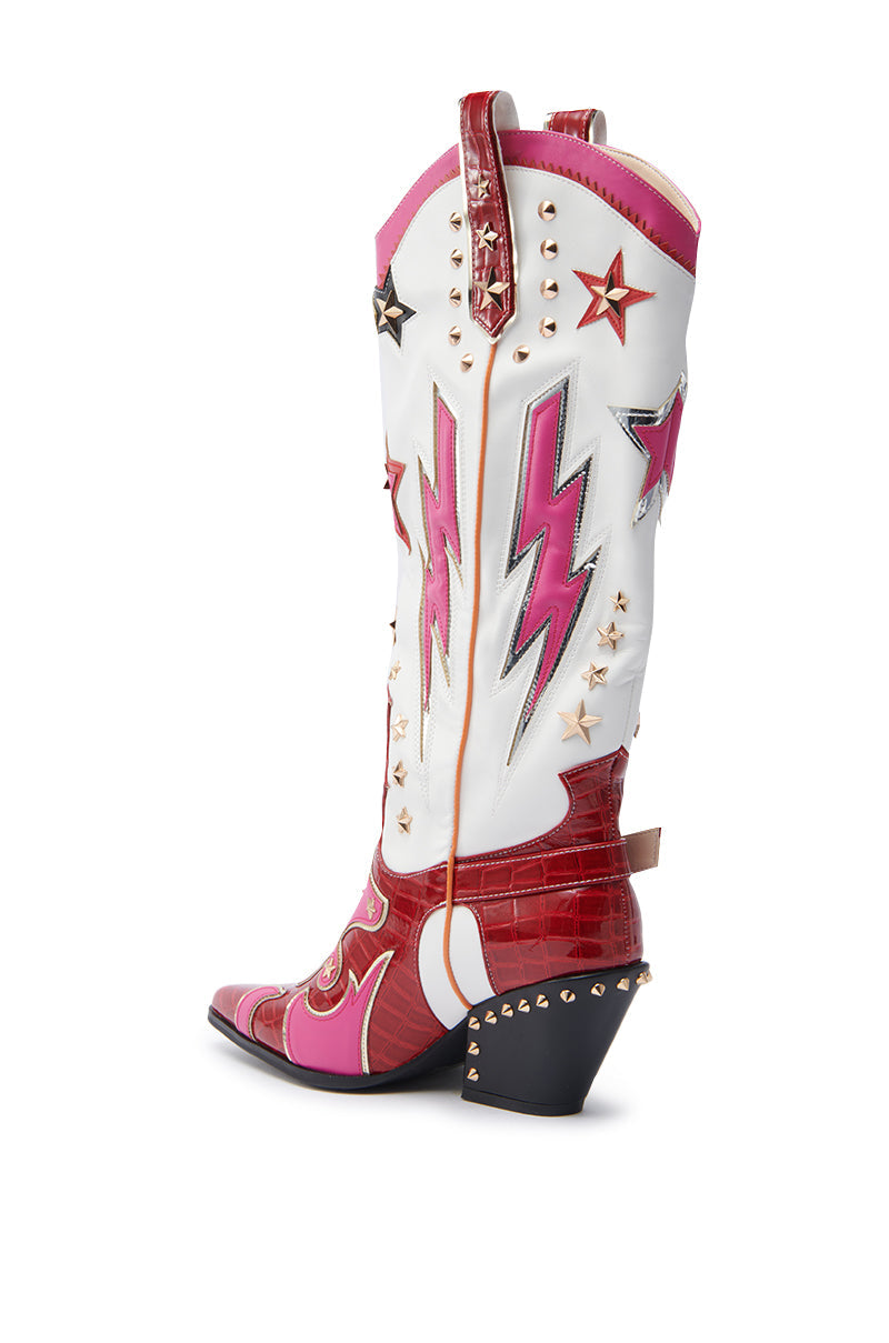 AZALEA WANG CHEONA RED MULTI WESTERN BOOT