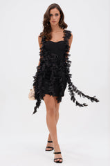 COVER GIRL MINI DRESS WITH FLORAL APPLIQUES