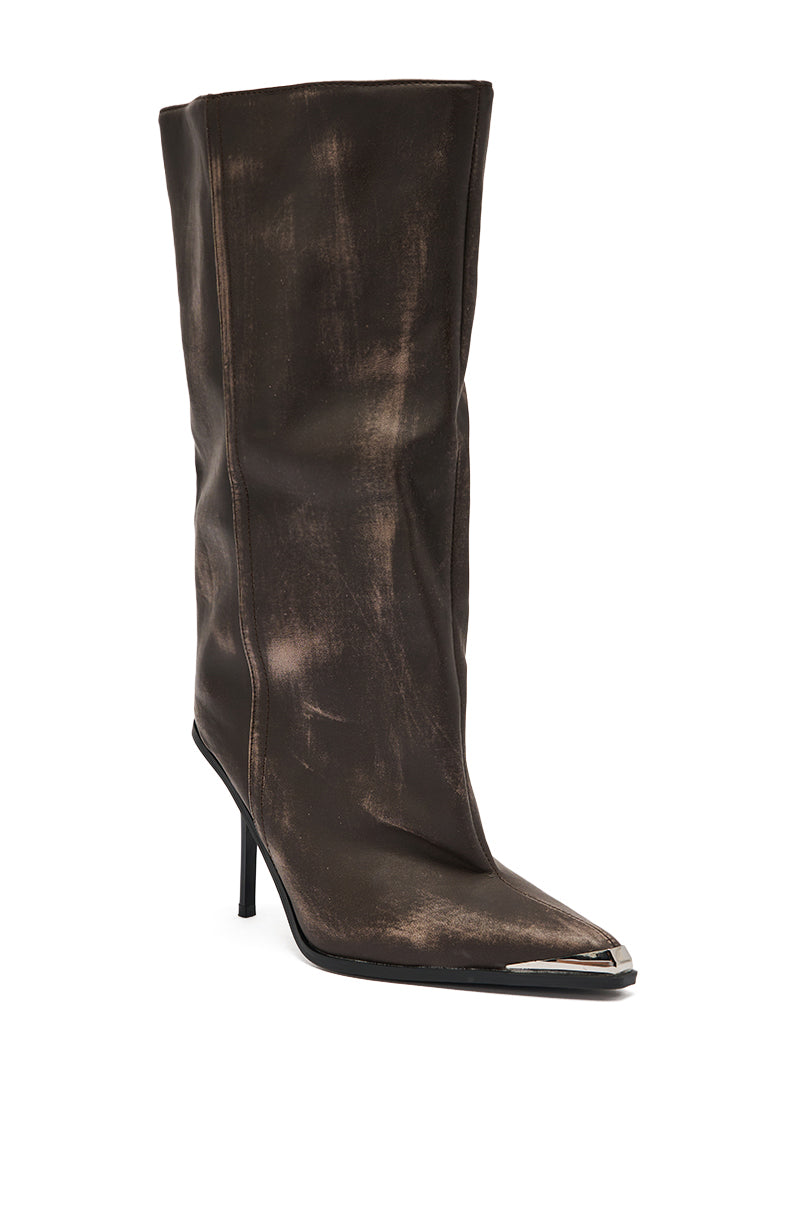 AZALEA WANG DUSTY BROWN WEATHERED PU BOOT
