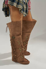 AZALEA WANG EDMUND BROWN FLAT WESTERN BOOT