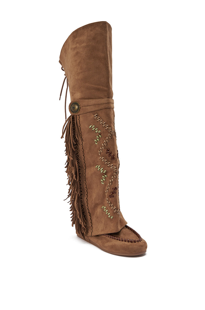 AZALEA WANG EDMUND BROWN FLAT WESTERN BOOT