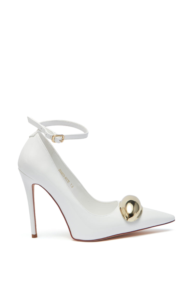 AZALEA WANG ESMARIA WHITE METAL EMEBELLISHED PUMP
