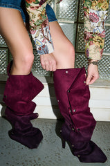AZALEA WANG IMOGINE PURPLE OMBRE FOLDED DETAIL STILETTO BOOT