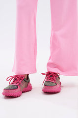AZALEA WANG ISABEAU FUCHSIA COLOR BLOCKED EMBELLISHED SNEAKER