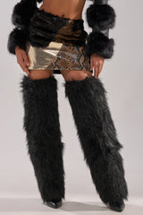 ALWAYS WANT YOU BY MY SIDE ABSTRACT FUR MINI SKIRT