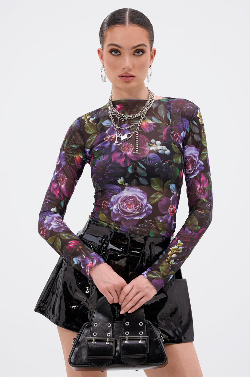 ANOTHER ROSE LONG SLEEVE MESH TOP