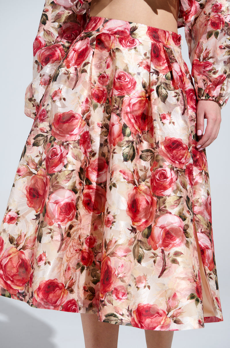 DANCE WITH ME FLORAL MIDI SKIRT