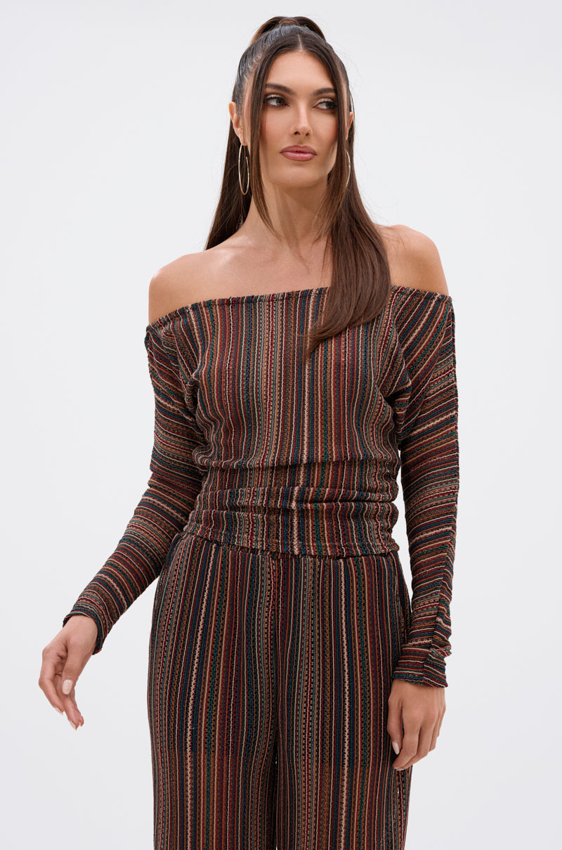 CANDICE STRIPE OFF THE SHOULDER BLOUSE