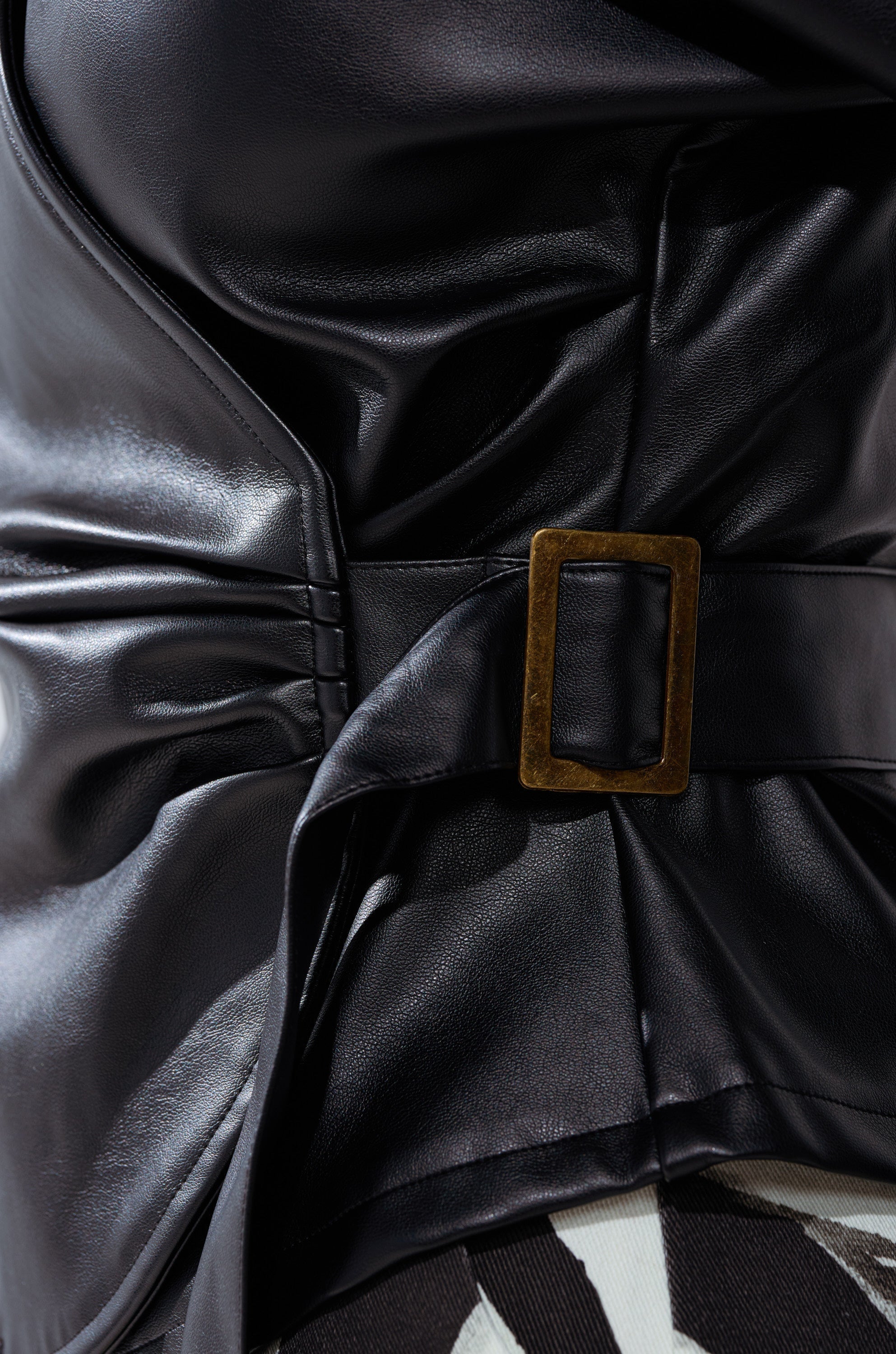 EASY ENOUGH FAUX LEATHER TIE FRONT BLOUSE