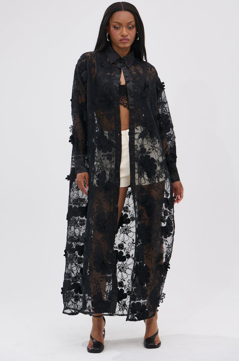 AMARIA LONG LACE BUTTON UP SHIRT