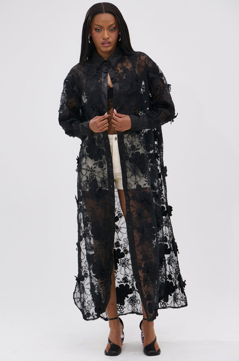 AMARIA LONG LACE BUTTON UP SHIRT