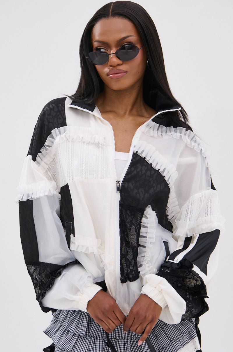 BLACK DAHLIA PATCHWORK BOMBER