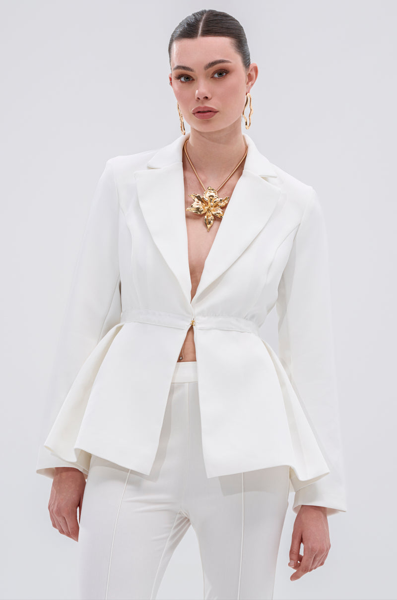 CANARY PEPLUM BLAZER IN WHITE