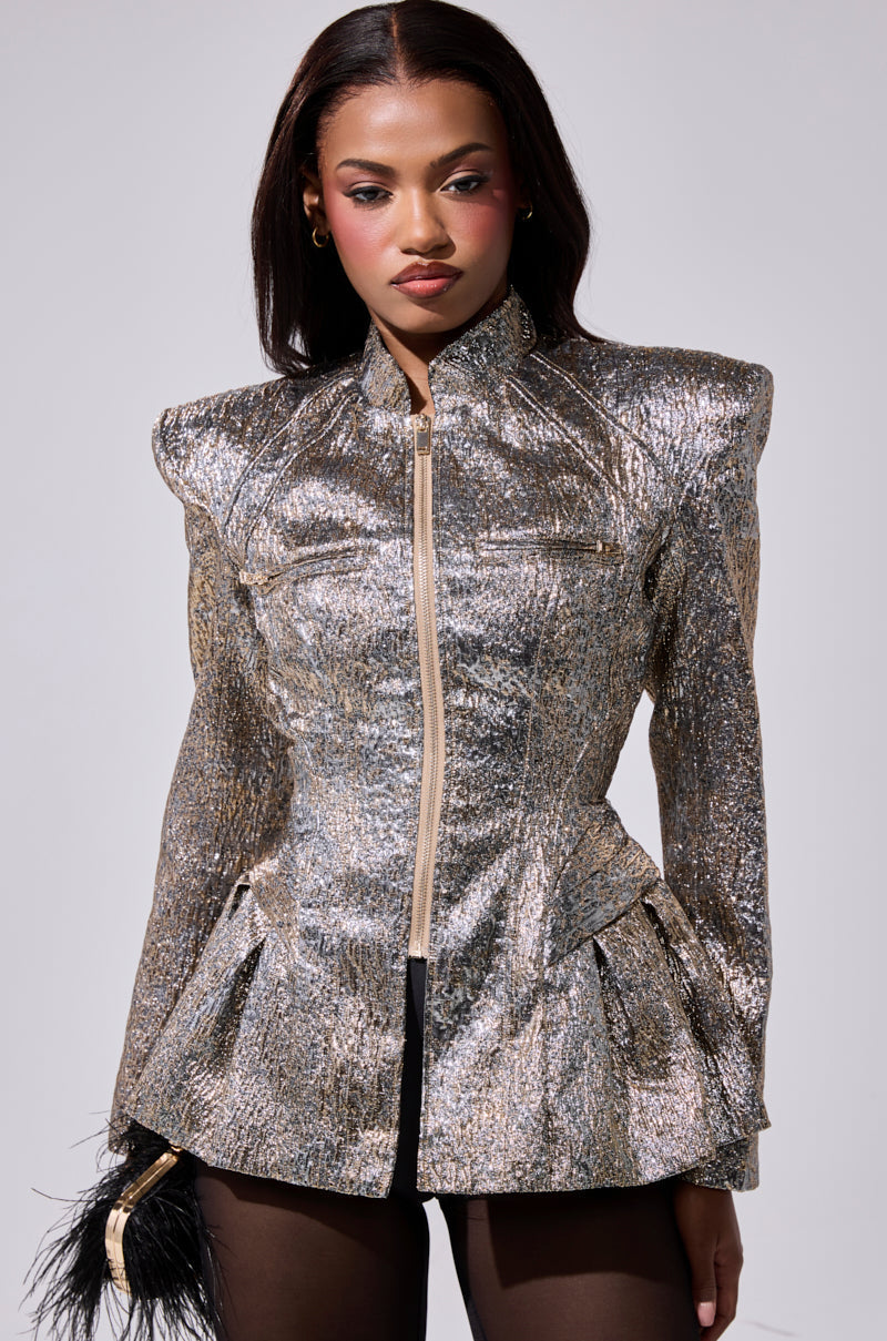 BRONZE BROCADE BLAZER