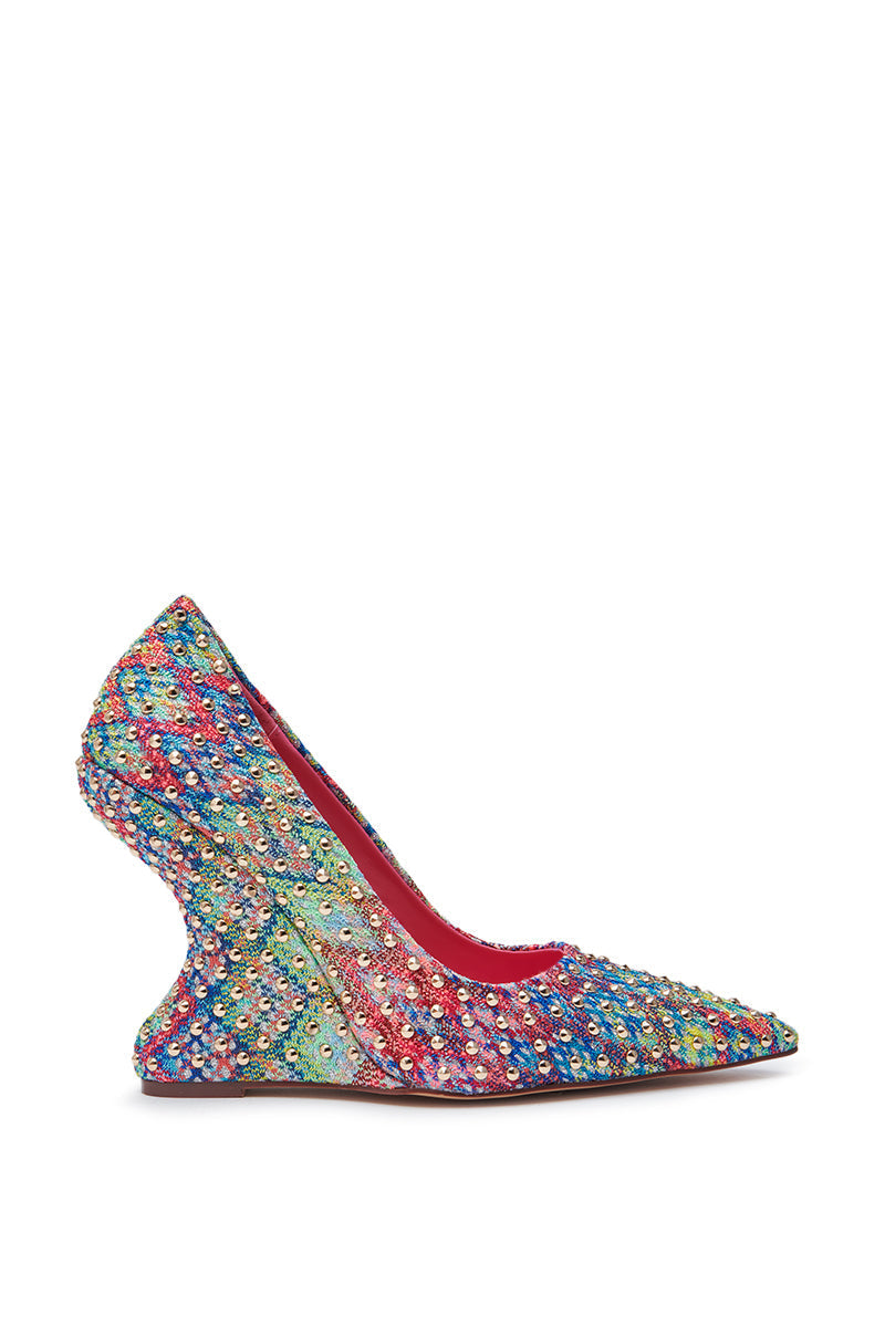 AZALEA WANG MAYUR MULTI WEDGE PUMP WITH STUD DETAIL
