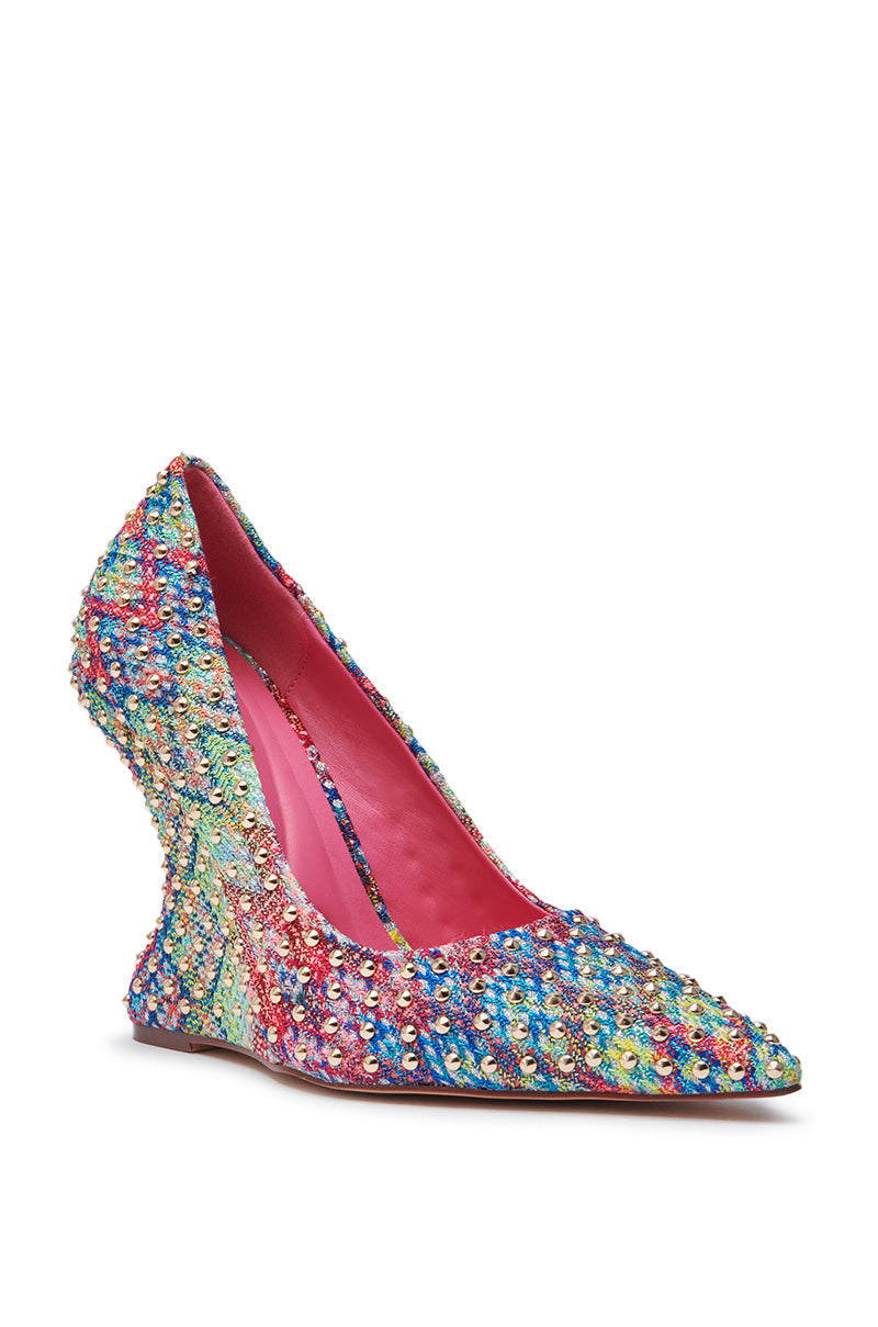 AZALEA WANG MAYUR MULTI WEDGE PUMP WITH STUD DETAIL