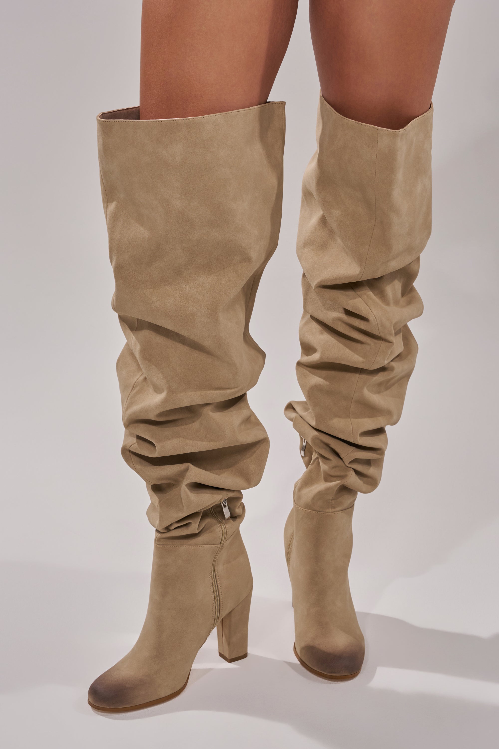 AZALEA WANG NANETTE TAUPE SLOUCHY BOOT