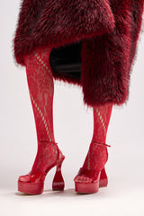 AZALEA WANG NEWTON RED CHUNKY PLATFORM SANDAL