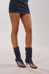 AZALEA WANG NIAMH DENIM GLADIATOR KITTEN HEEL SANDAL