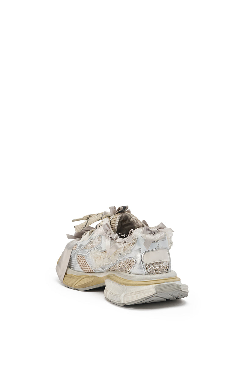 AZALEA WANG OCTAVIA WHITE BOW EMBELLISHED CHUNKY SNEAKER