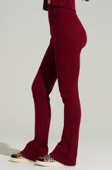 DREAM GIRL FLARE KNIT PANT IN BURGUNDY