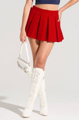DONT LOOK BACK VELVET MINI SKIRT IN RED