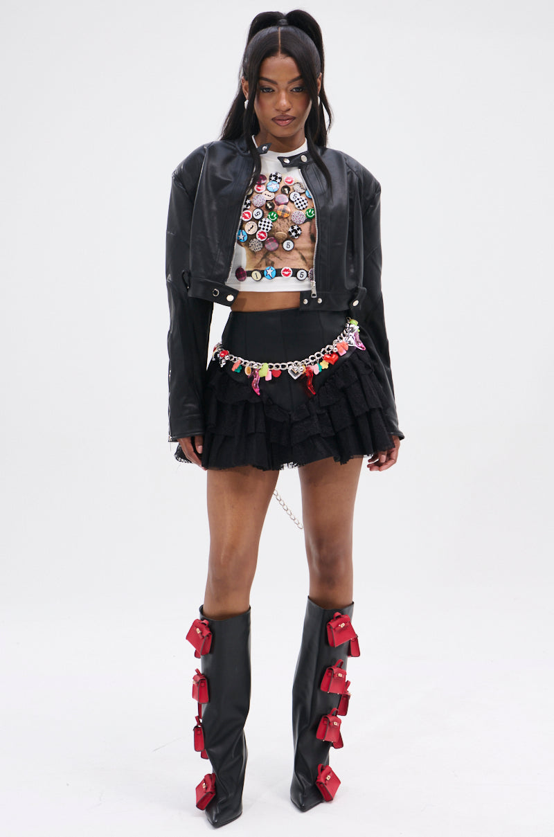 BELIEVE ME SKIRT WITH LACE TRIM