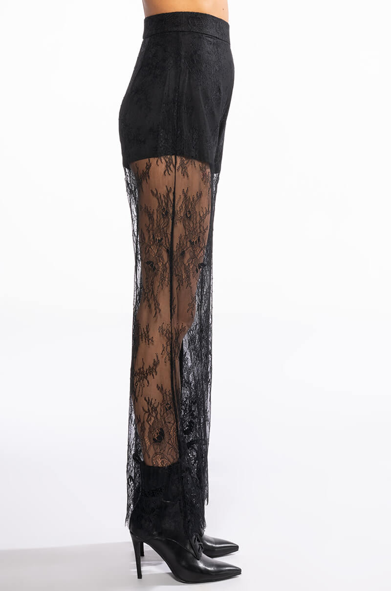 ALL OVER LACE HIGH WAIST WIDE LEG TROUSER