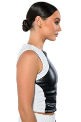 ALWAYS ON FAUX LEATHER CONTRAST TANK TOP