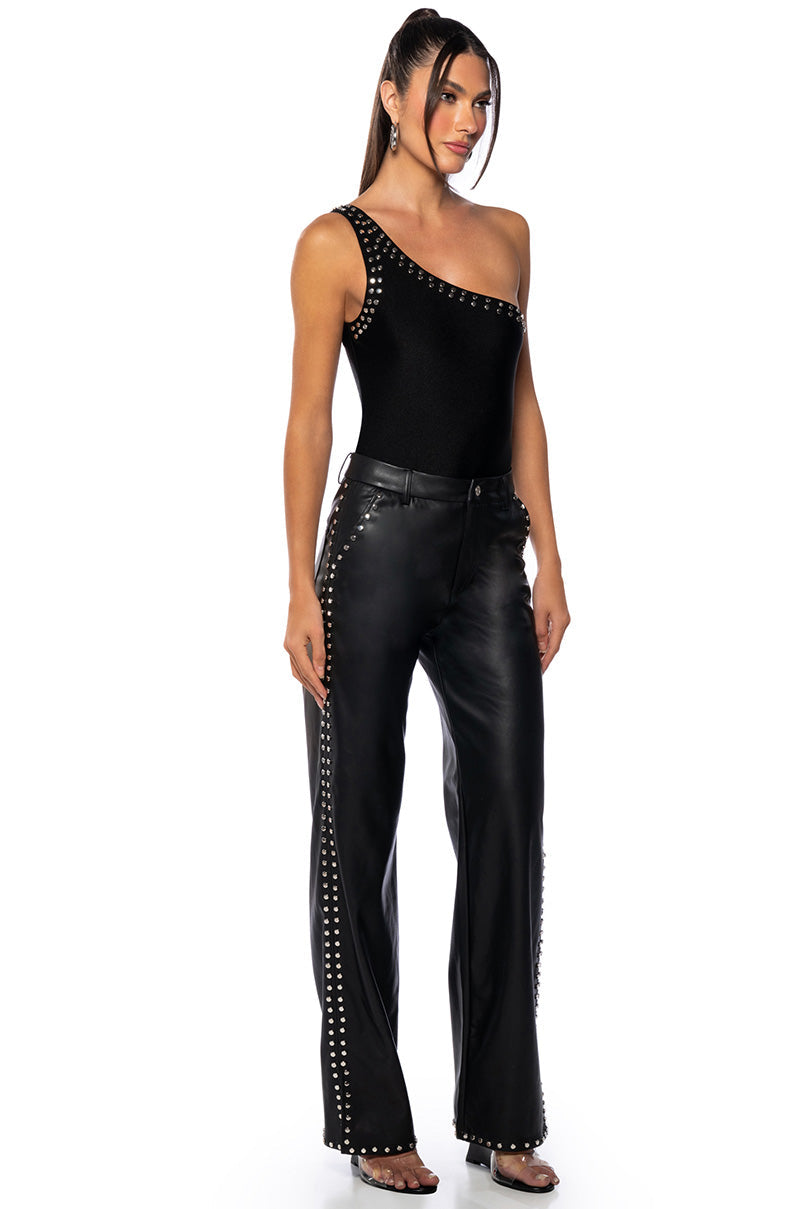 ALWAYS ON TIME FAUX LEATHER WIDE LEG PANT