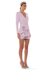 AMARA FAUX SUEDE LONG SLEEVE MINI DRESS