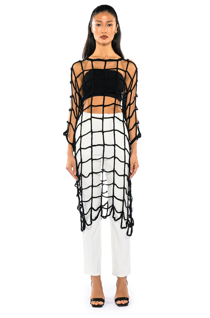 AMARA WIDE KNIT LONG SLEEVE MIDI DRESS