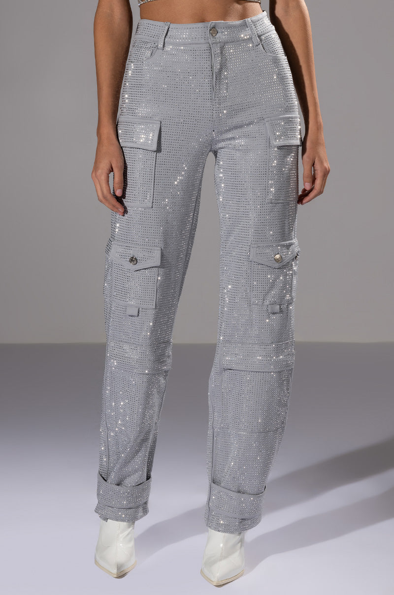 AMMO BONNE SOIREE RHINESTONE CARGO PANTS