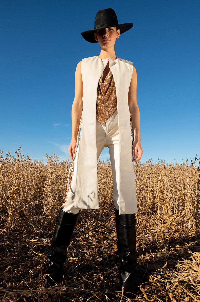 AMMO X AKIRA FAUX LEATHER SIDE CHAIN PANT