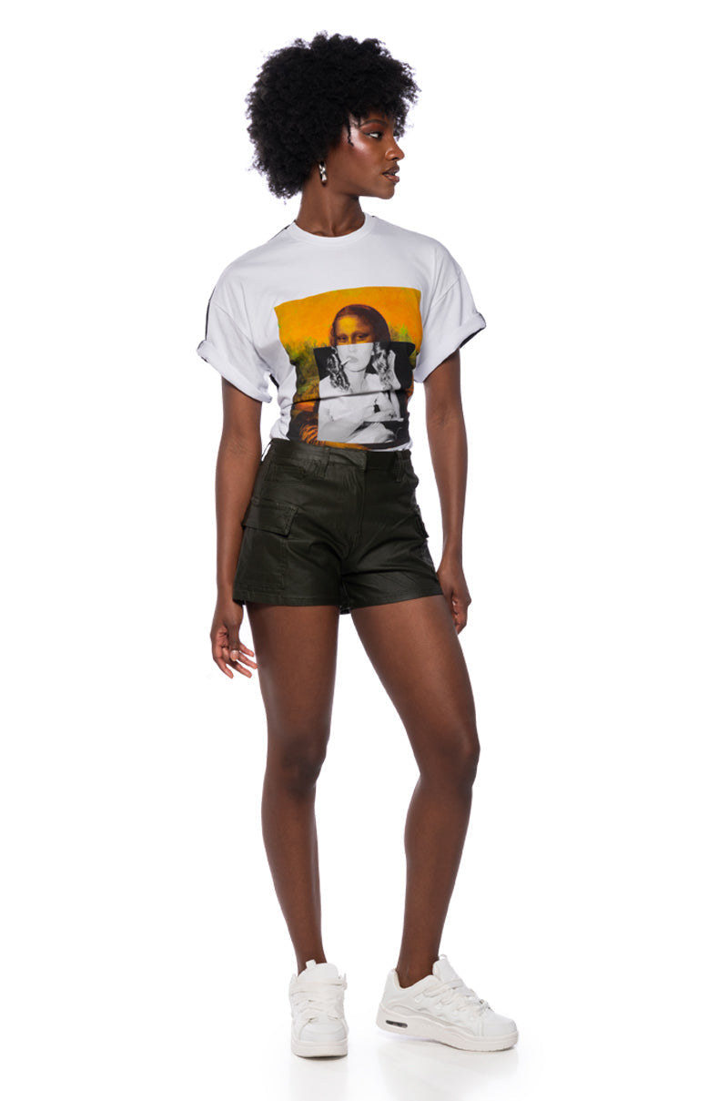AMY FAUX LEATHER CARGO SHORTS