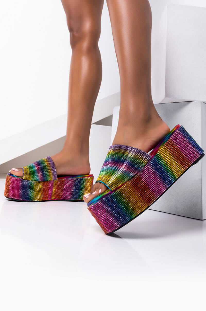 AND ANOTHER ONE SLIP ON FLATFORM SANDAL RAINBOW