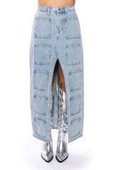 ANGELICA DENIM MIDI OPEN SLIT SKIRT