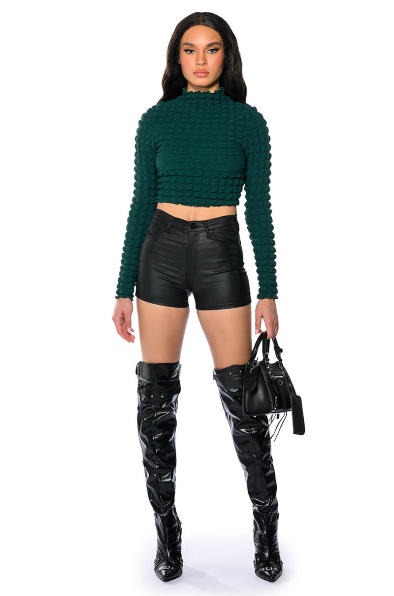 ANYTHING BUT BASIC TEXTURED LONG SLEEVE TOP